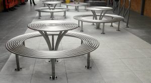 Benchmark design street furniture - New baseline stainless steel picnic set. 316 stainless steel