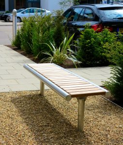 Shoreline street furniture SL006 bench - hard wood, 316 stainless steel