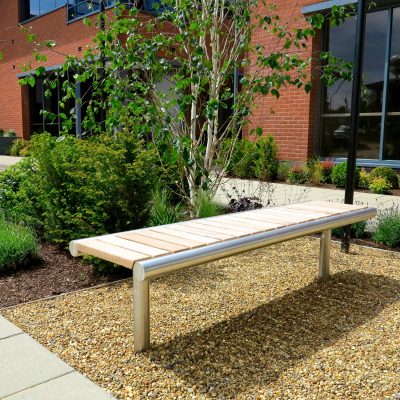 hardwood and stainless steel bench