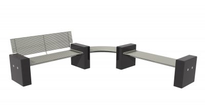 Plaza PL003 seat and PL005 stainless steel street furniture