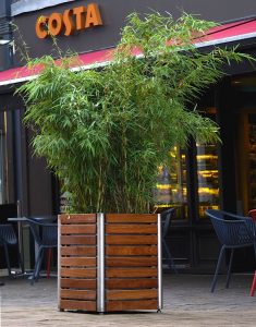 Shoreline planter, made to bespoke dimensions. Made from Hardwood and stainless steel.