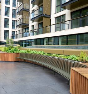 Centerline curved street furniture