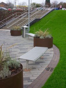 benchmark street furniture Wednesbury bench and railings