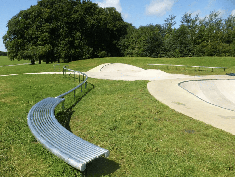 curved steel park bench