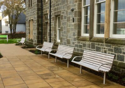 stainless steel and hardwood bench