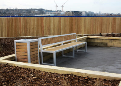 Campus bench and litter bin from benchmark design