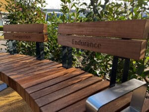 benchmark street furniture - Ex007 curved bespoke wooden bench