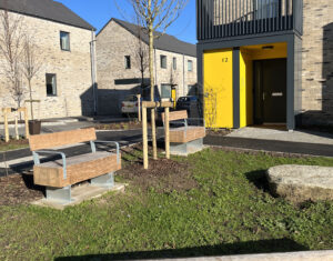 Galvanised steel with reclaimed hardwood bench