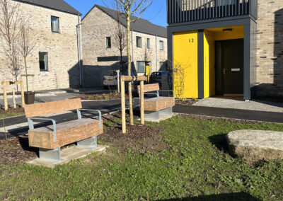 Galvanised steel with reclaimed hardwood bench