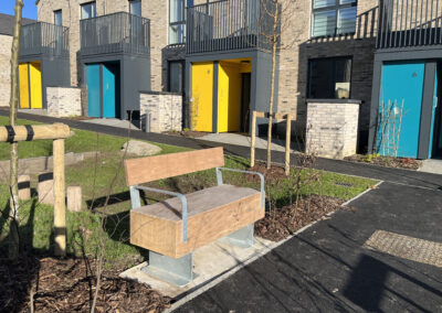 Galvanised and hardwood reclaimed timber seat