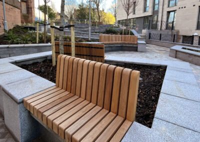 Hardwood angled bespoke street furniture