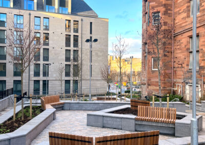 Angled wooden street furniture