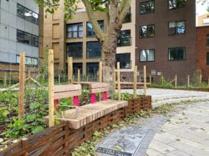 Bespoke curved hardwood seats and benches