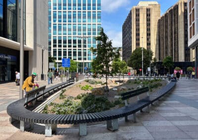 85metres of bespoke recycled plastic bench